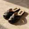 Lace Up Serena Black | Women's Cross Strap Flats | Casual & Semi-Formal