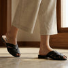 Lace Up Serena Black | Women's Cross Strap Flats | Casual & Semi-Formal
