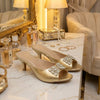 Lace-Up Celeste Gold Heels for Women | Crystal Embellished Party Heels
