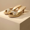 Lace-Up Celeste Gold Heels for Women | Crystal Embellished Party Heels